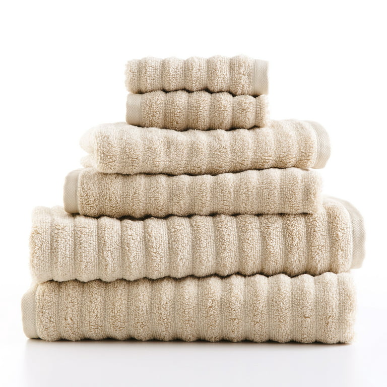 6-Piece Bath Towel Extra-Absorbent Cotton Anti-Microbial, Beige