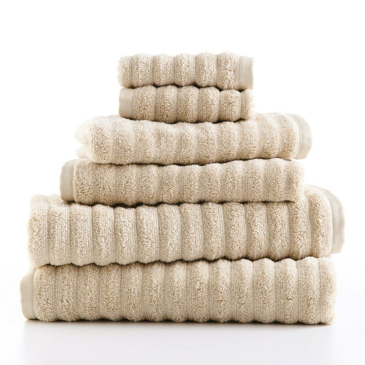 6-Piece Bath Towel Extra-Absorbent Cotton Anti-Microbial, Beige