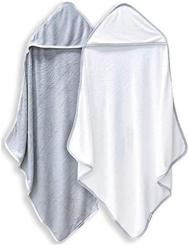BAMBOO QUEEN 2 Pack Baby Bath Towel - Rayon Made from Bamboo, Ultra Soft Hooded Towels for Babies,Toddler,Infant - Newborn Essential -Perfect Baby Registry Gifts for Boy Girl