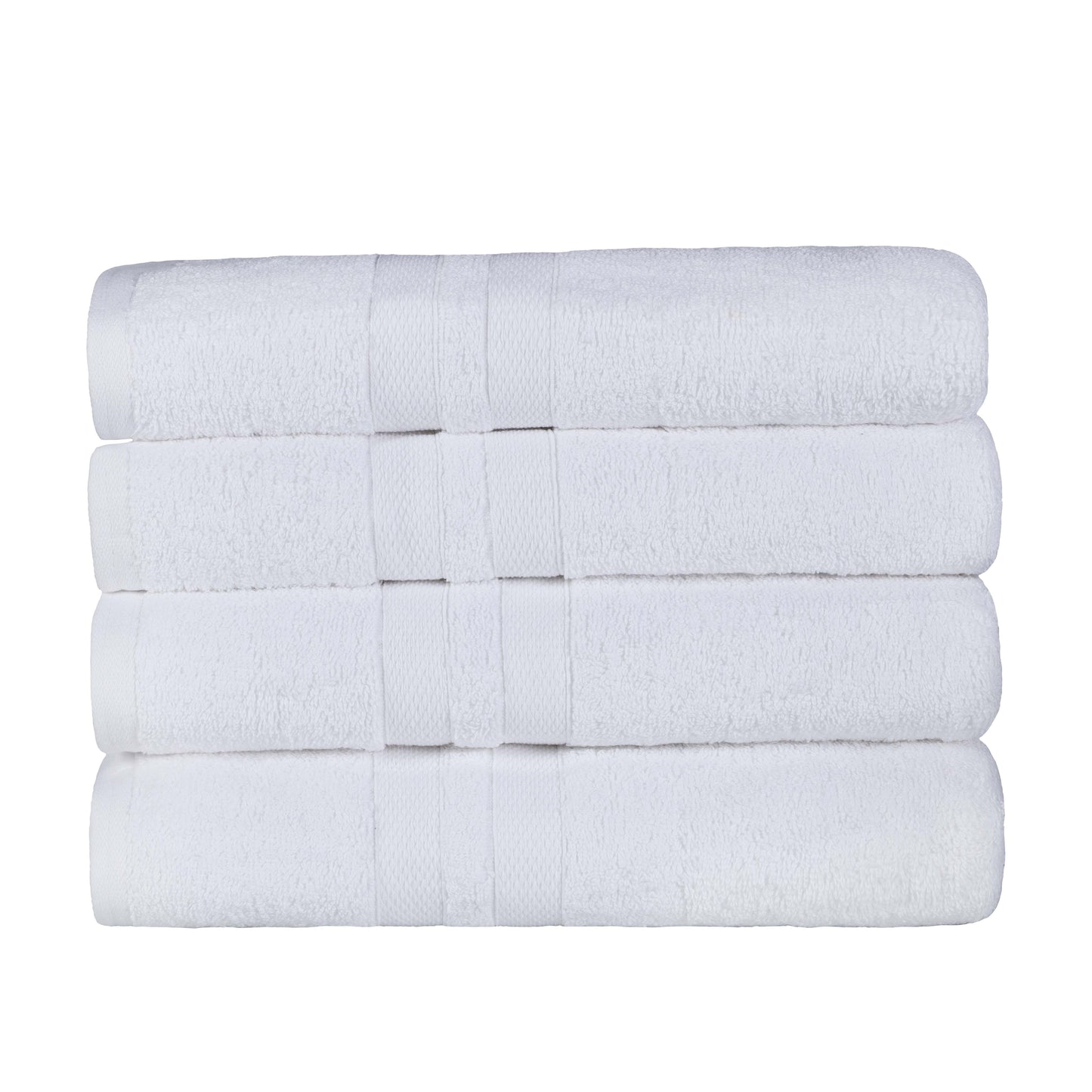 Ultra Soft Cotton Absorbent Solid Assorted 4-Piece Bath Towel Set - White