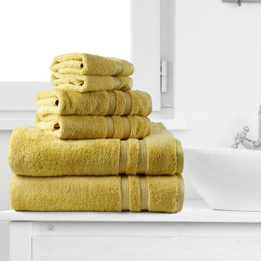 6-Piece Bath Towel Extra-Absorbent Cotton, Golden Curry