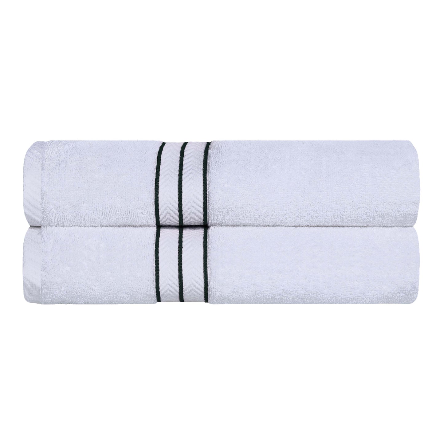 Turkish Cotton Ultra Plush Solid Absorbent 2 Piece Bath Towel Set - White/Teal