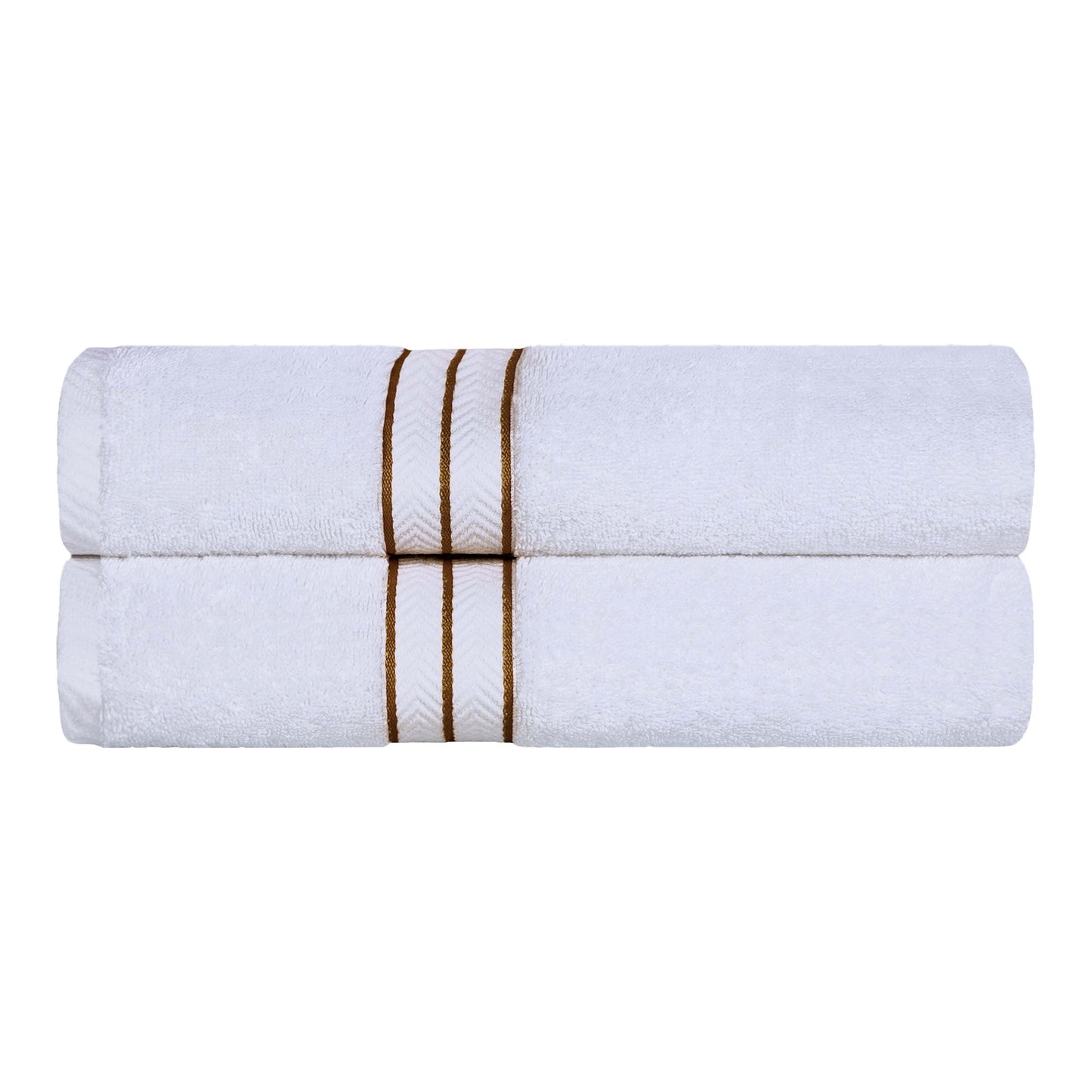 Turkish Cotton Ultra Plush Solid Absorbent 2 Piece Bath Towel Set - White/Toast
