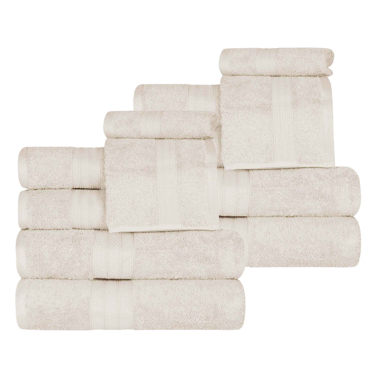 Atlas Combed Cotton Absorbent Solid Face Towels / Washcloths Set of 12