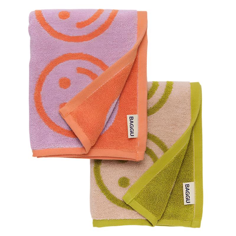 Baggu Hand Towels - Set of 2 - Lilac Ochre Happy Mix