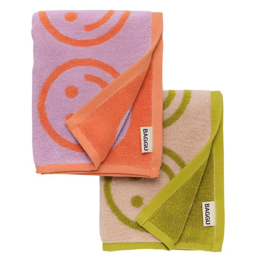 Baggu Hand Towels - Set of 2 - Lilac Ochre Happy Mix