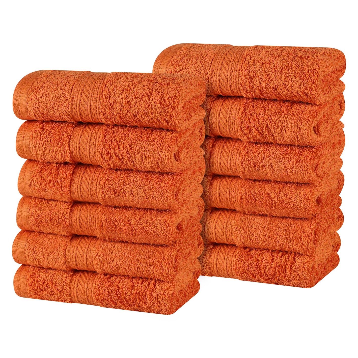 Atlas Combed Cotton Absorbent Solid Face Towels / Washcloths Set of 12 -Sandstone