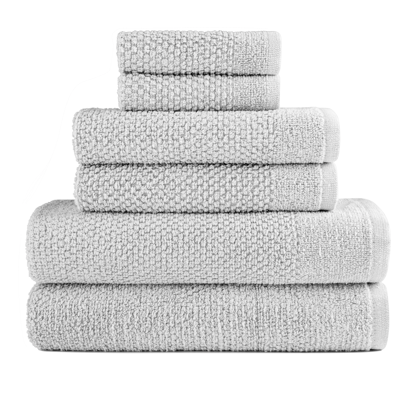 Stone Grey 6 Piece Popcorn Cotton Bath Towel Set