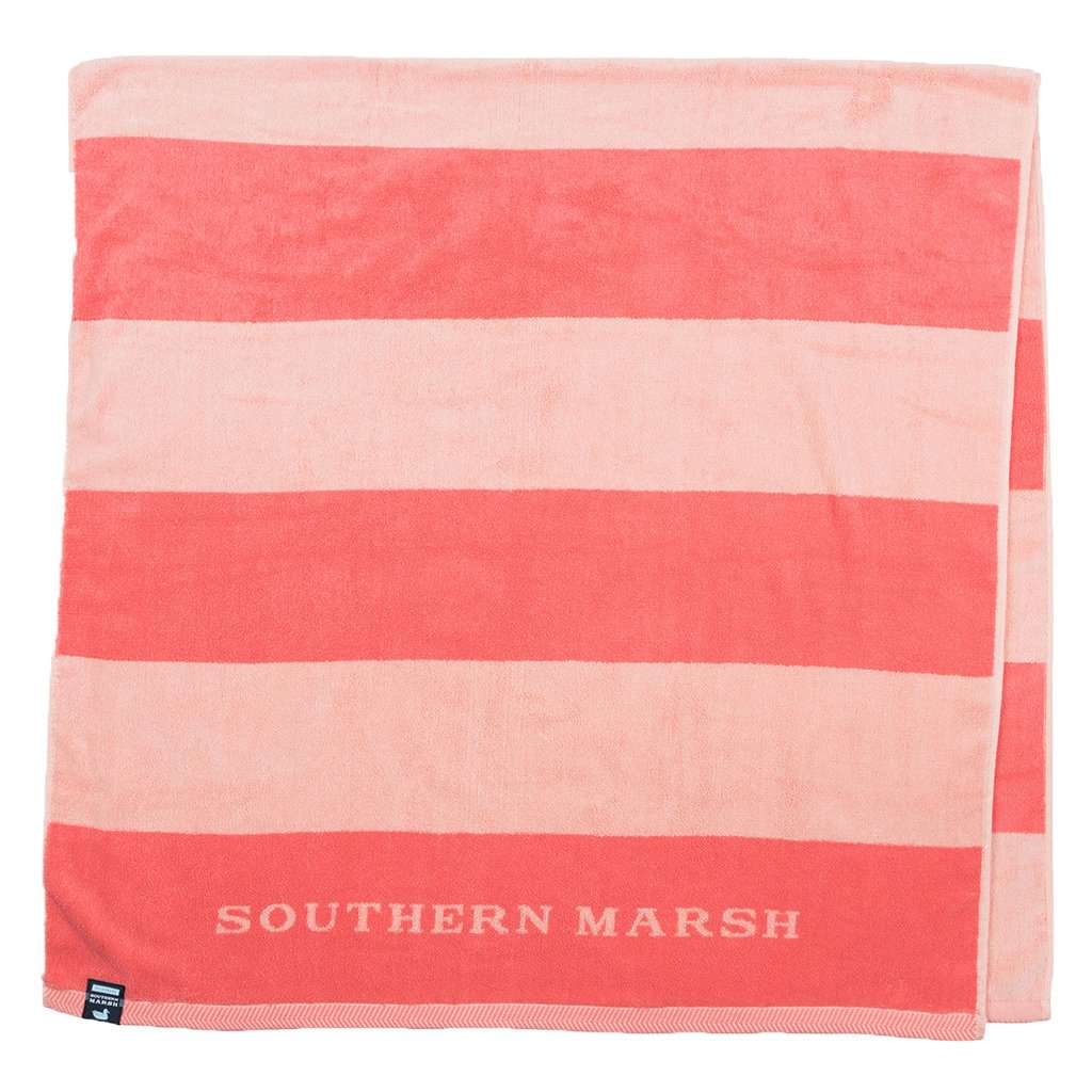 Stripes Beach Towel in Coral & Peach by Southern Marsh