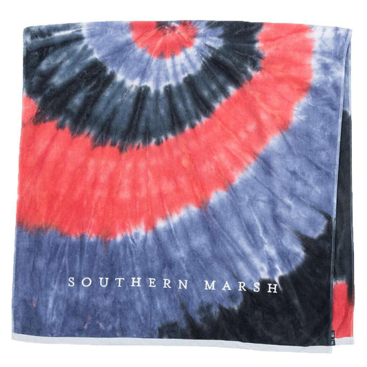 Tie Dye Beach Towel in Navy & Red by Southern Marsh