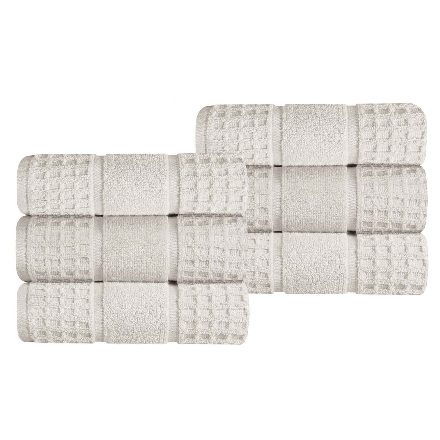 Zero Twist Cotton Waffle Honeycomb Soft Absorbent Hand Towel Set of 6 - Stone