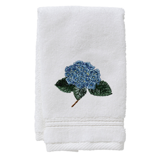 Terry Guest Towel With Embroidered Blue Hydrangea