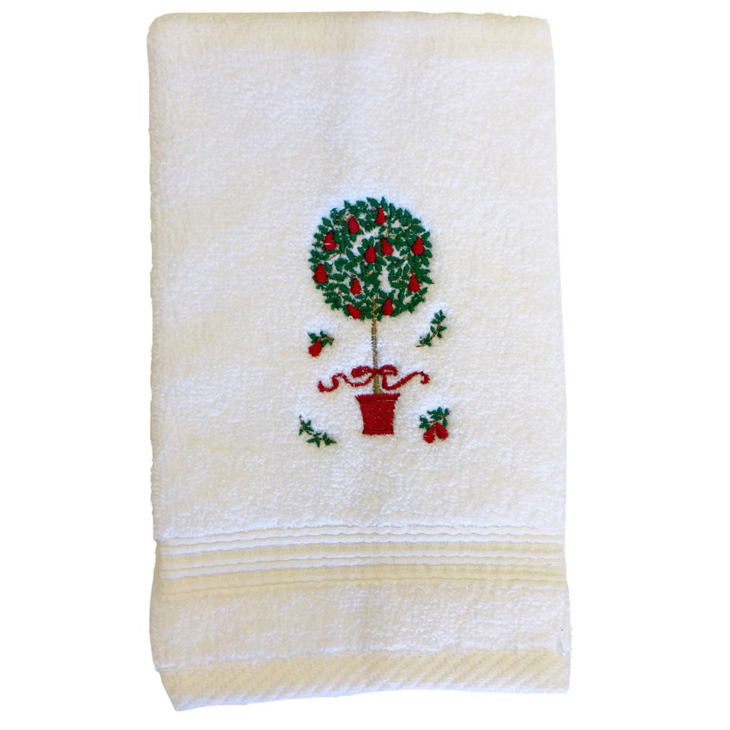 Terry Guest Towel With Embroidered Pear Topiary Tree