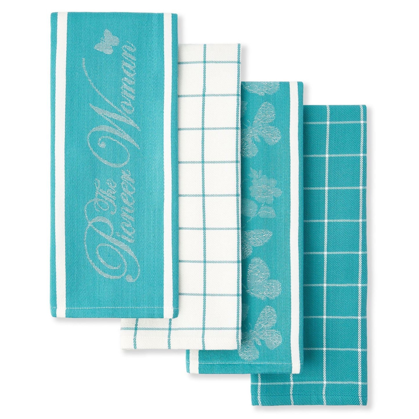 16"W x 28"L Butterfly Kitchen Towel Set 100% Cotton, Blue, 4pcs