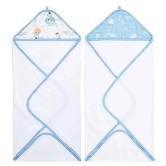 Aden+Anais - 2Pk Hooded Baby Bath Towel, Space Explorers