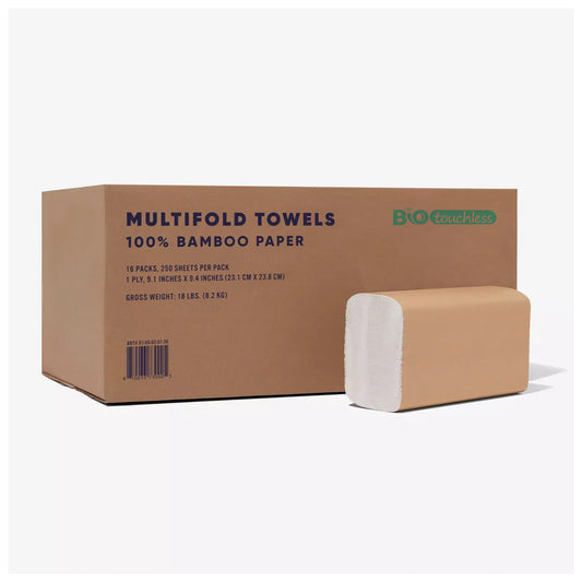 Bamboo Commercial Multifold Paper Towels, 250 Per Pack, 16 Packs Per Case