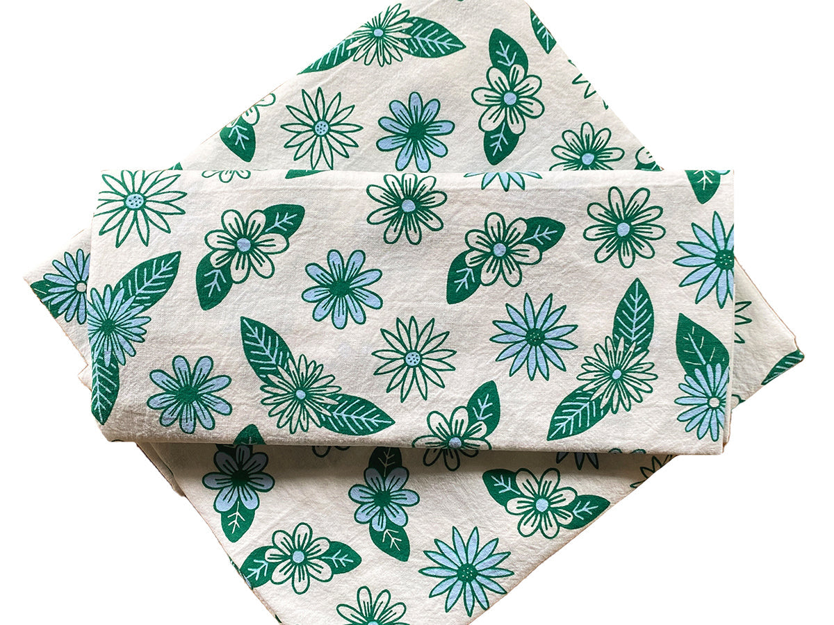 Blue Daisies Tea Towel