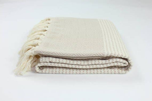 TURKISH LINEN & TOWELS, LLC - Premium Turkish Striped Diamond Pattern Towel