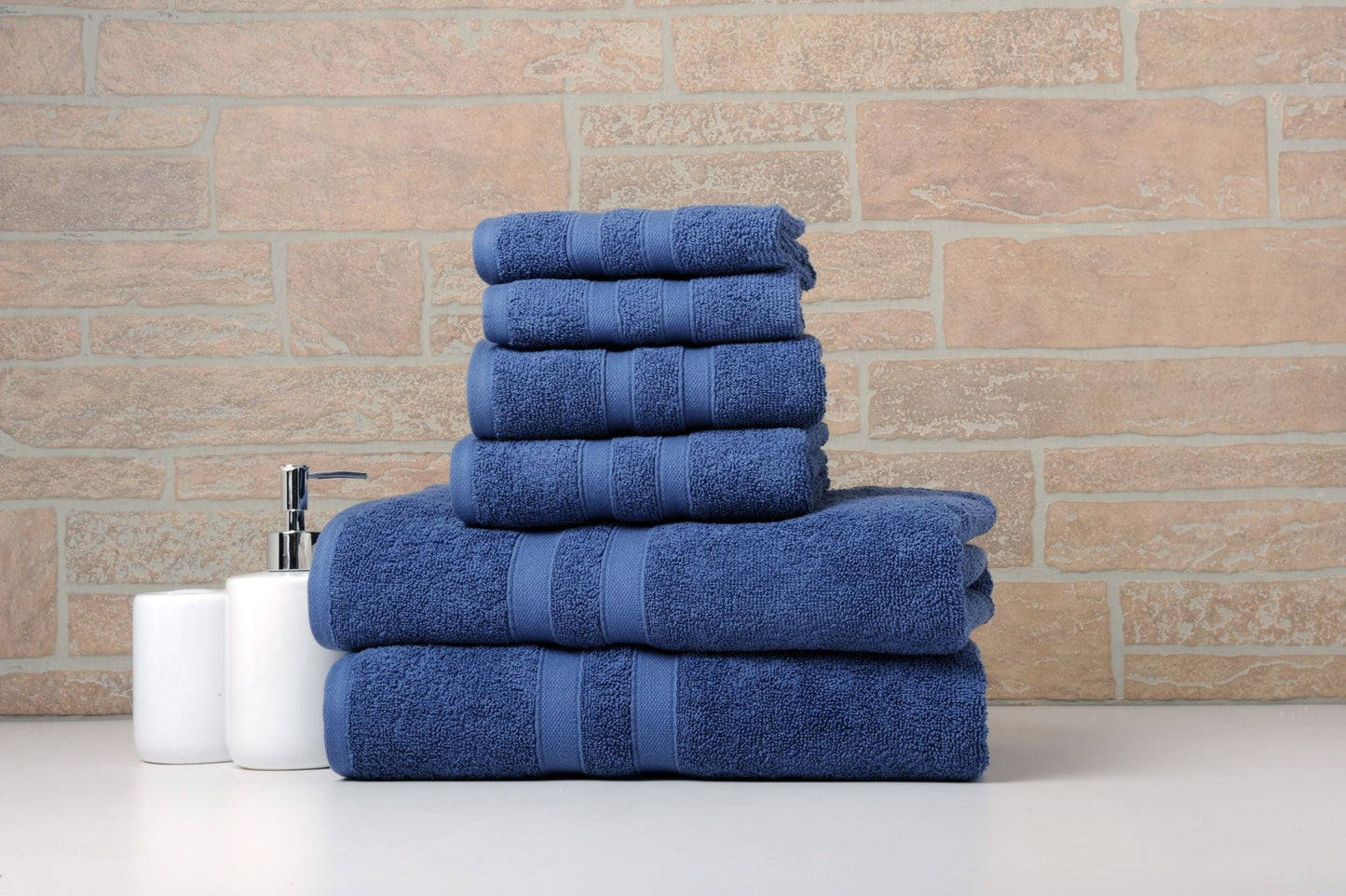 Solid Deep Blue 6 Piece Egyptian Cotton Towel Set