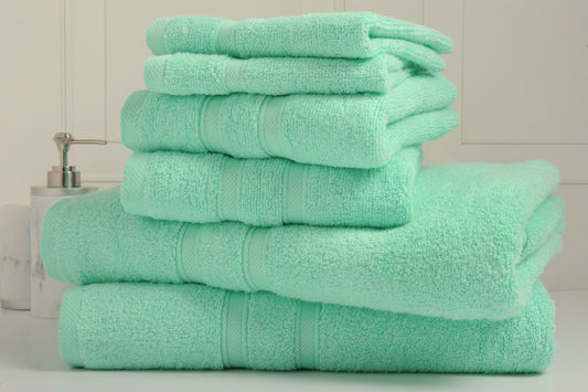 Aqua 6-Piece Zero Twist Cotton Towel Set