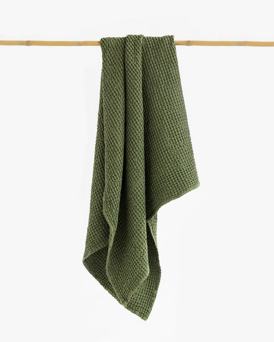 Waffle Bath Towel in Forest green