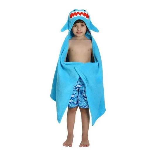 Zoocchini Sherman the Shark Hooded Towel, Blue