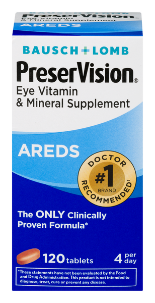 Bausch + Lomb PreserVision AREDS Eye Vitamin & Mineral Supplement Tablets