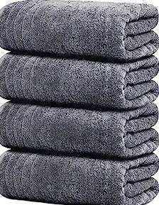 Tens Towels Large Bath Towels, 100% Cotton, 30 x 60 Inches Extra Large Bath Towels, Lighter Weight, Quicker to Dry, Super Absorbent, Perfect Bathroom Towels (Pack of 4, Dark Grey)