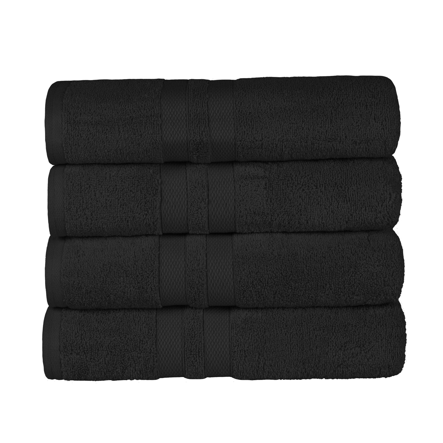 Ultra Soft Cotton Absorbent Solid Assorted 4-Piece Bath Towel Set - Black