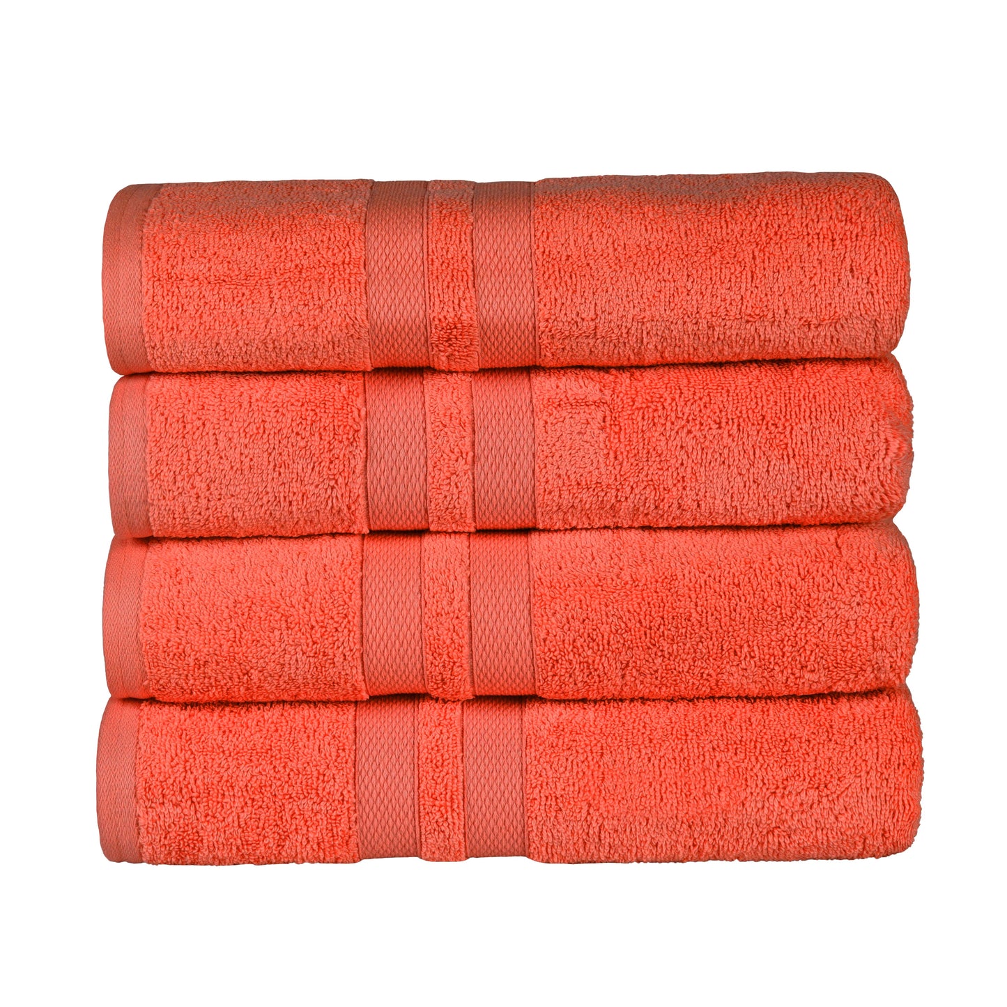 Ultra Soft Cotton Absorbent Solid Assorted 4-Piece Bath Towel Set - Tangerine