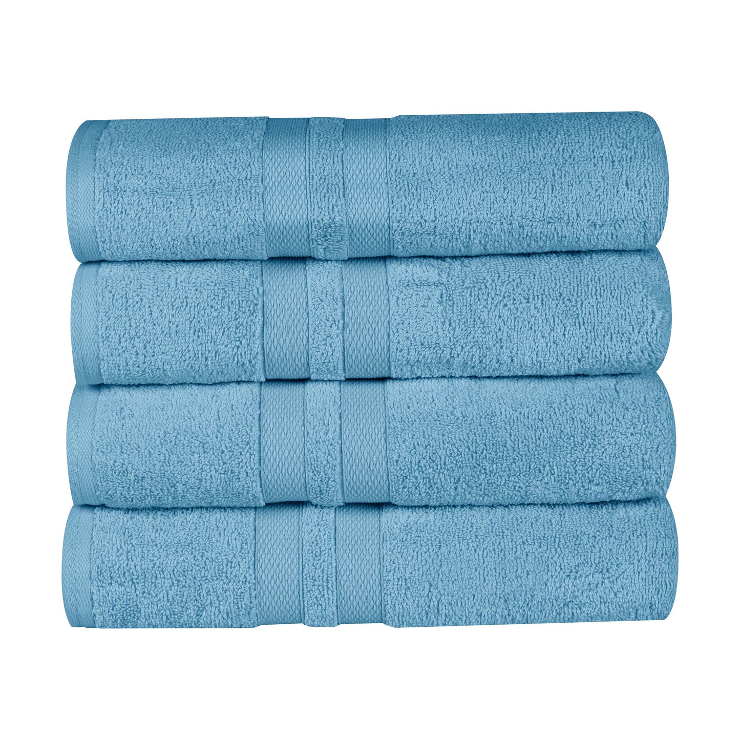 Ultra Soft Cotton Absorbent Solid Assorted 4-Piece Bath Towel Set - Denim Blue