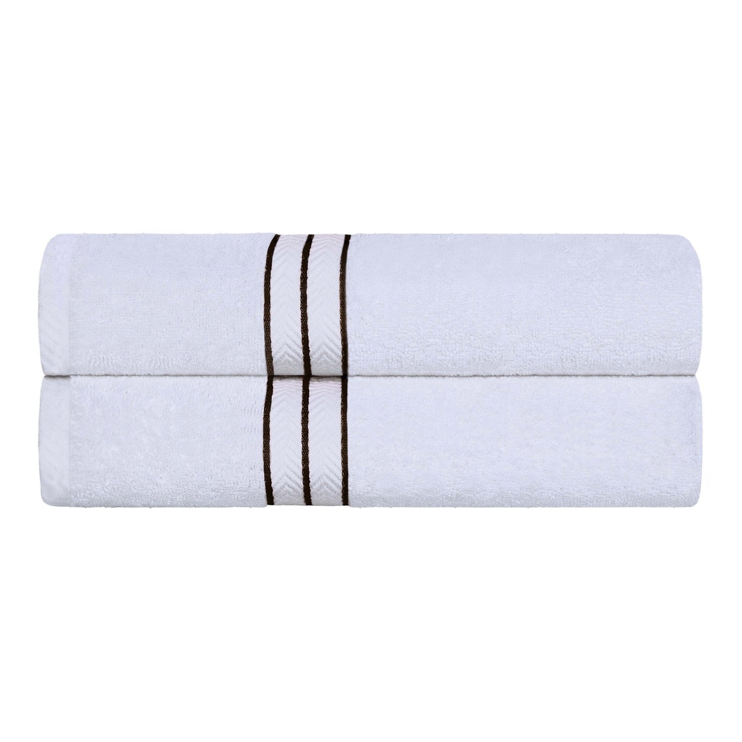 Turkish Cotton Ultra Plush Solid Absorbent 2 Piece Bath Towel Set - White/Choco
