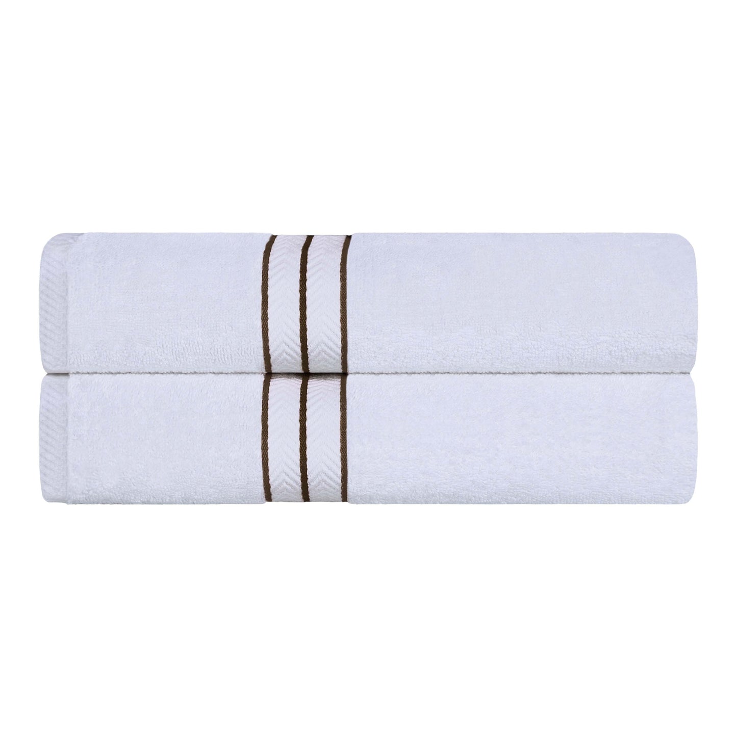 Turkish Cotton Ultra Plush Solid Absorbent 2 Piece Bath Towel Set - White/Latte