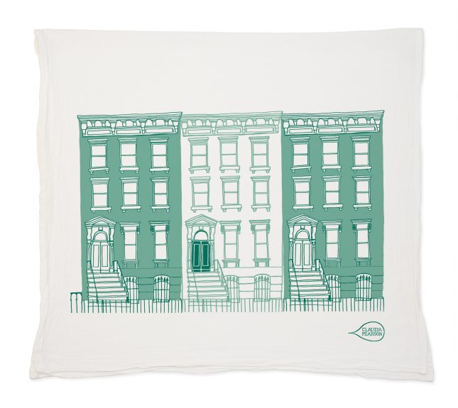 Blue Brooklyn Brownstone Tea Towel