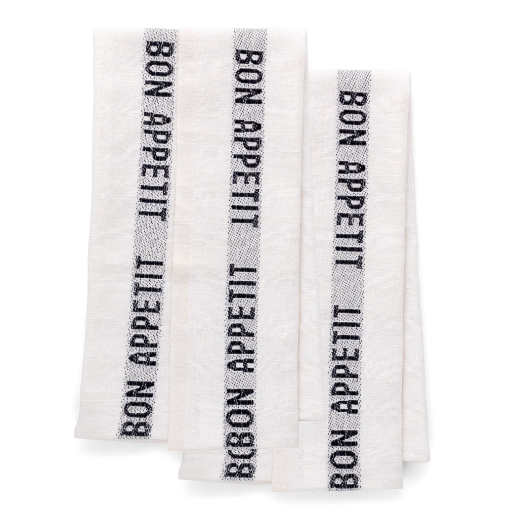 Black "Bon Appetit" Hand Towel Set