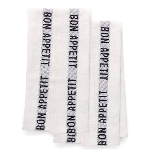 Black "Bon Appetit" Hand Towel Set