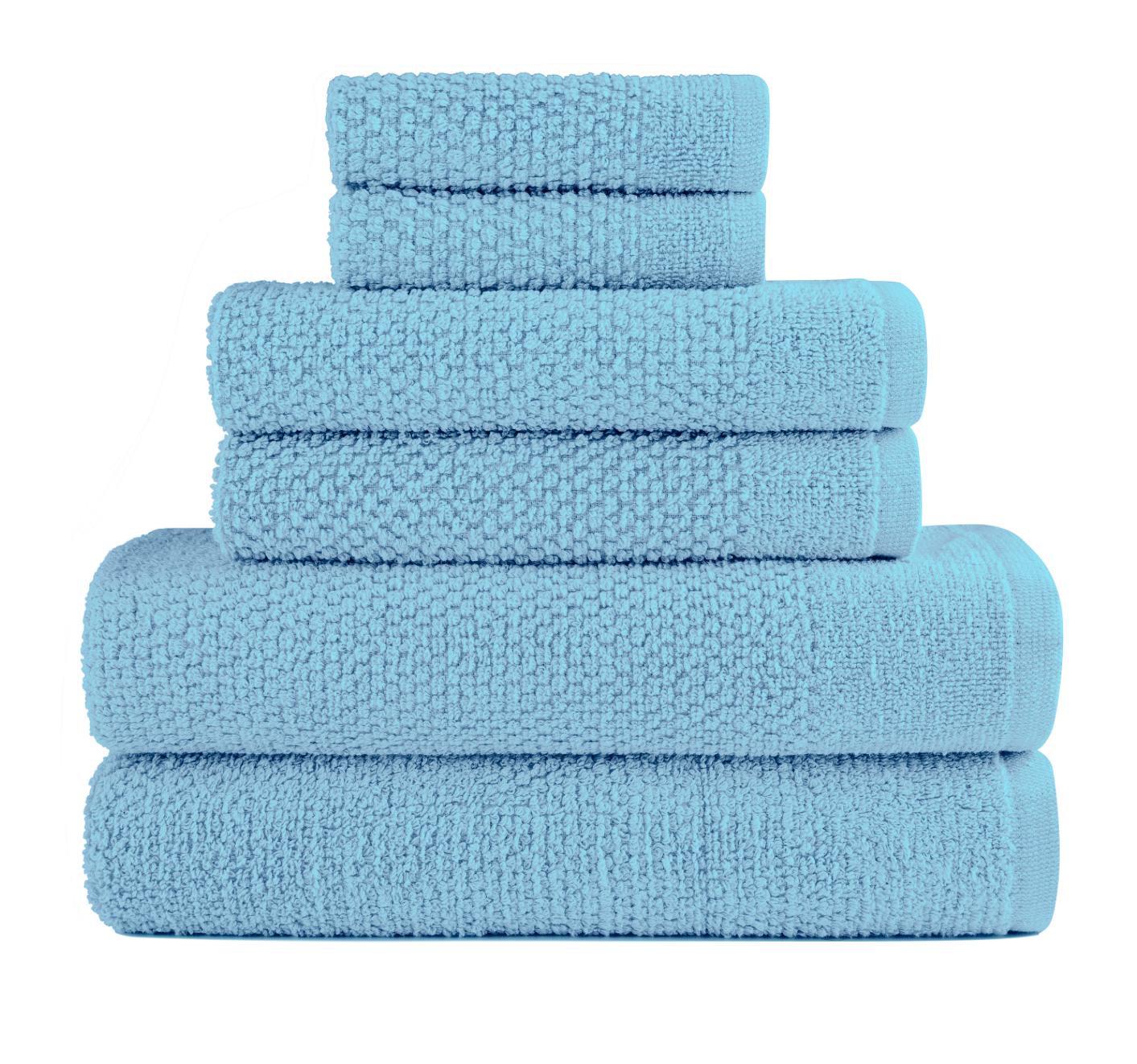 Aqua 6 Piece Popcorn Cotton Bath Towel Set