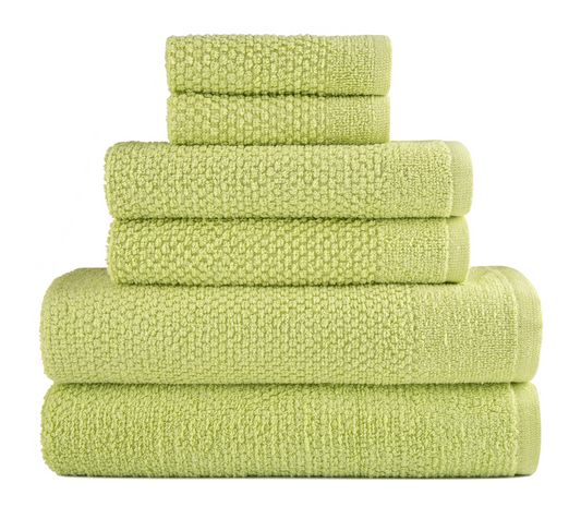 Spearmint 6 Piece Popcorn Cotton Bath Towel Set