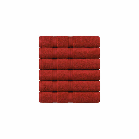 Smart Dry Zero Twist Cotton 6 Piece Hand Towel Set - Crimson