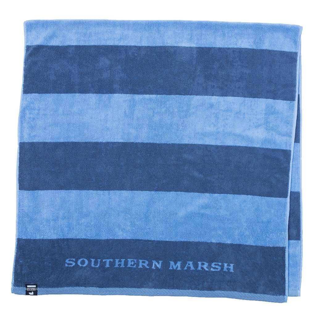 Stripes Beach Towel in Navy & French Blue by Southern Marsh