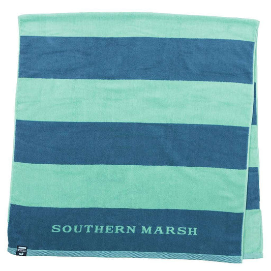 Stripes Beach Towel in Navy & Mint by Southern Marsh