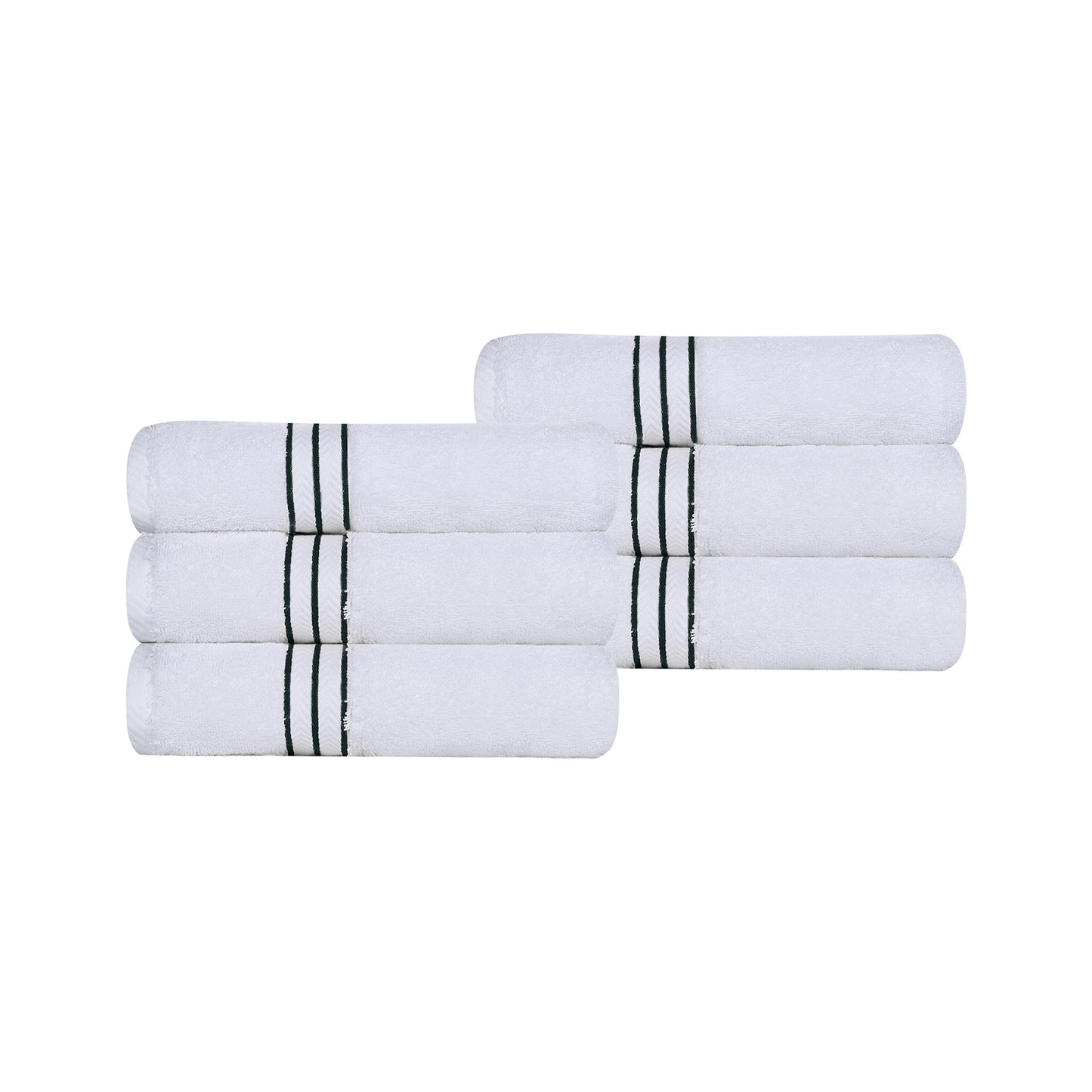Turkish Cotton Ultra-Plush Solid 6 Piece Highly Absorbent Hand Towel Set - White/Teal