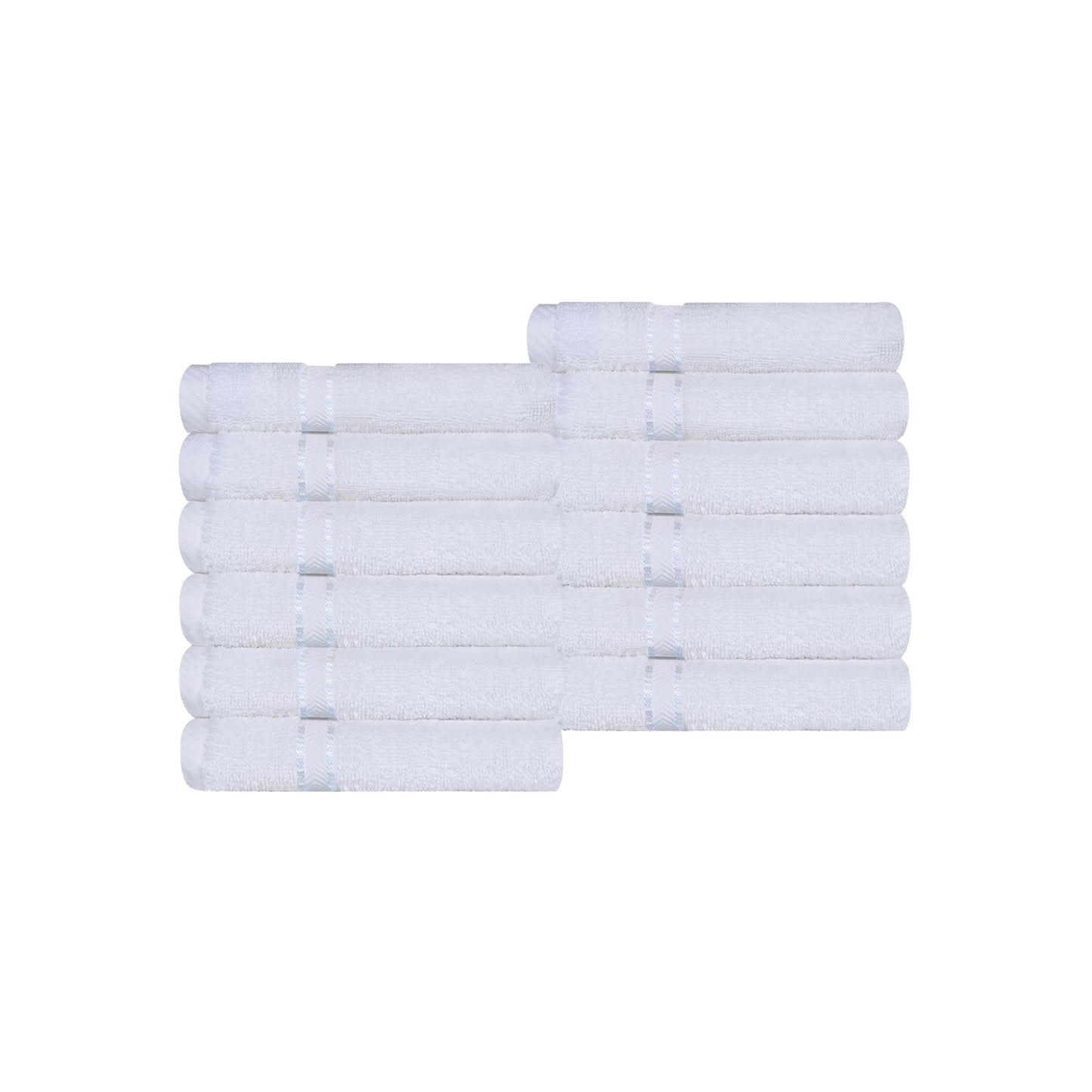 Turkish Cotton Ultra-Plush Absorbent Solid 12-Piece Face Towel Set - White/White
