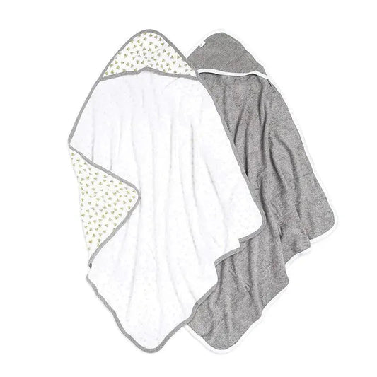 Burt's Bees - 2 Pk Infant Ply Hooded Towels 100% Organic Cotton, Cloud