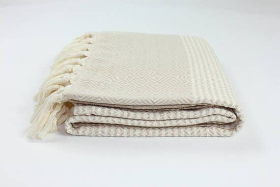 TURKISH LINEN & TOWELS, LLC - Premium Turkish Striped Diamond Pattern Towel