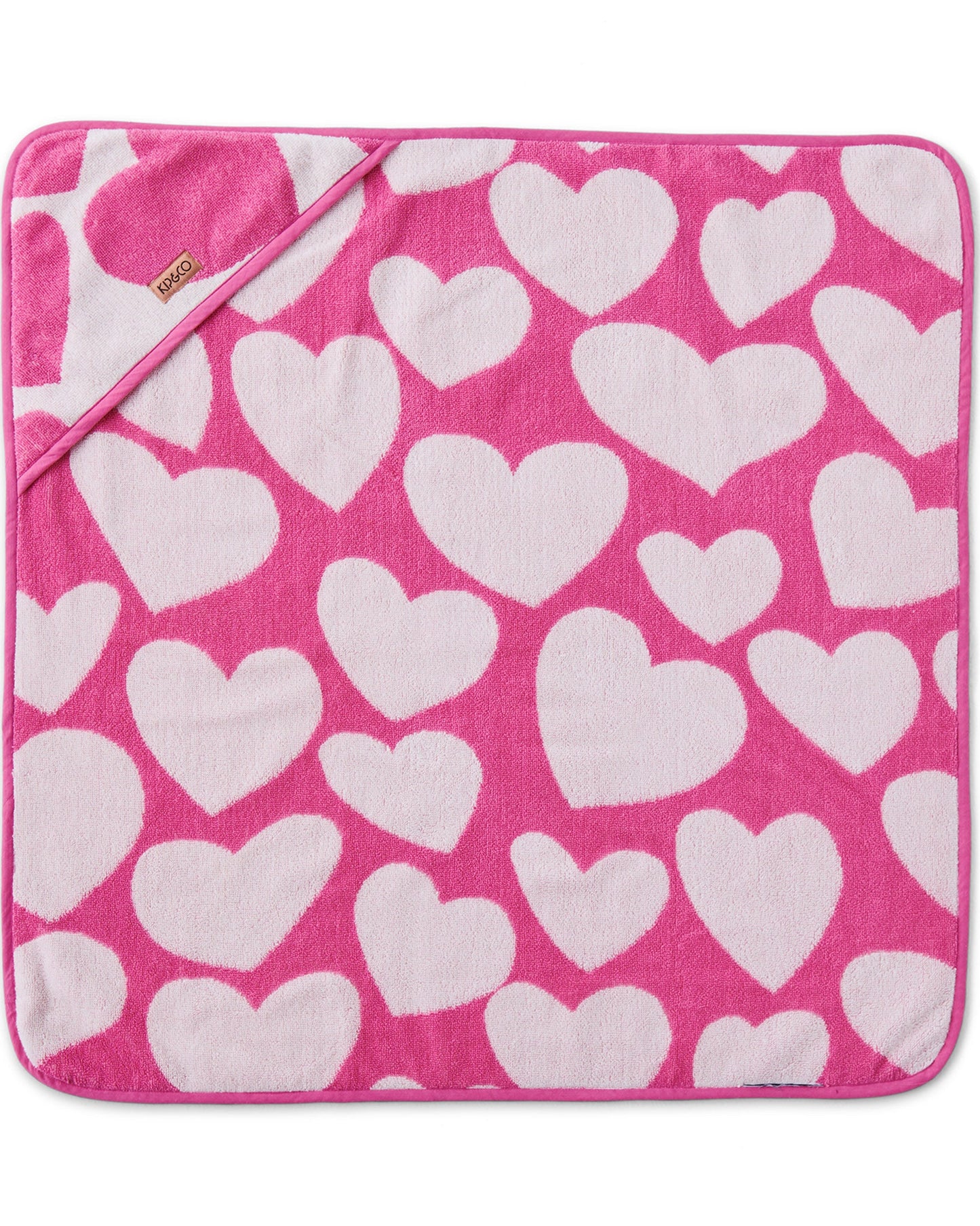 Big Hearted Pink Terry Baby Towel