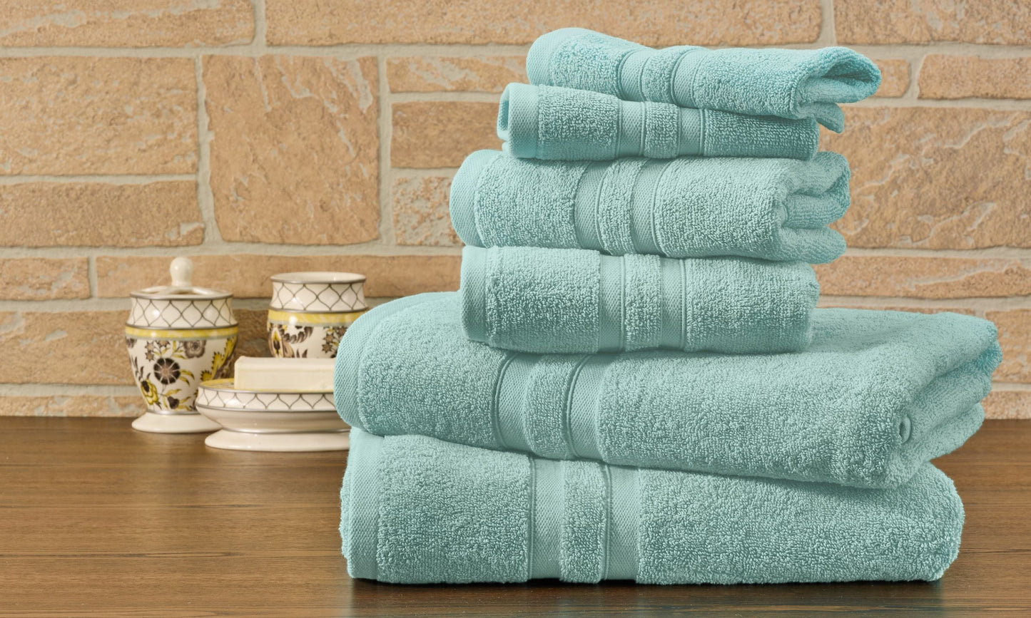 Solid Aqua 6 Piece Egyptian Cotton Towel Set