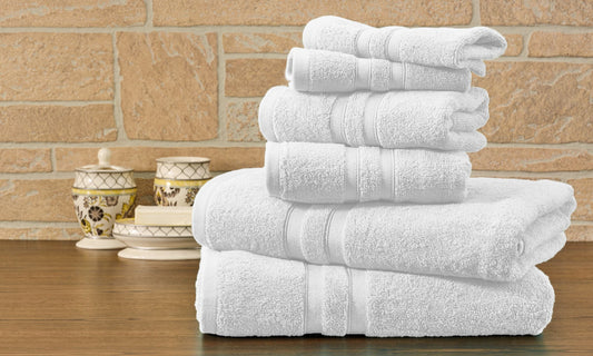 Solid White 6 Piece Egyptian Cotton Towel Set