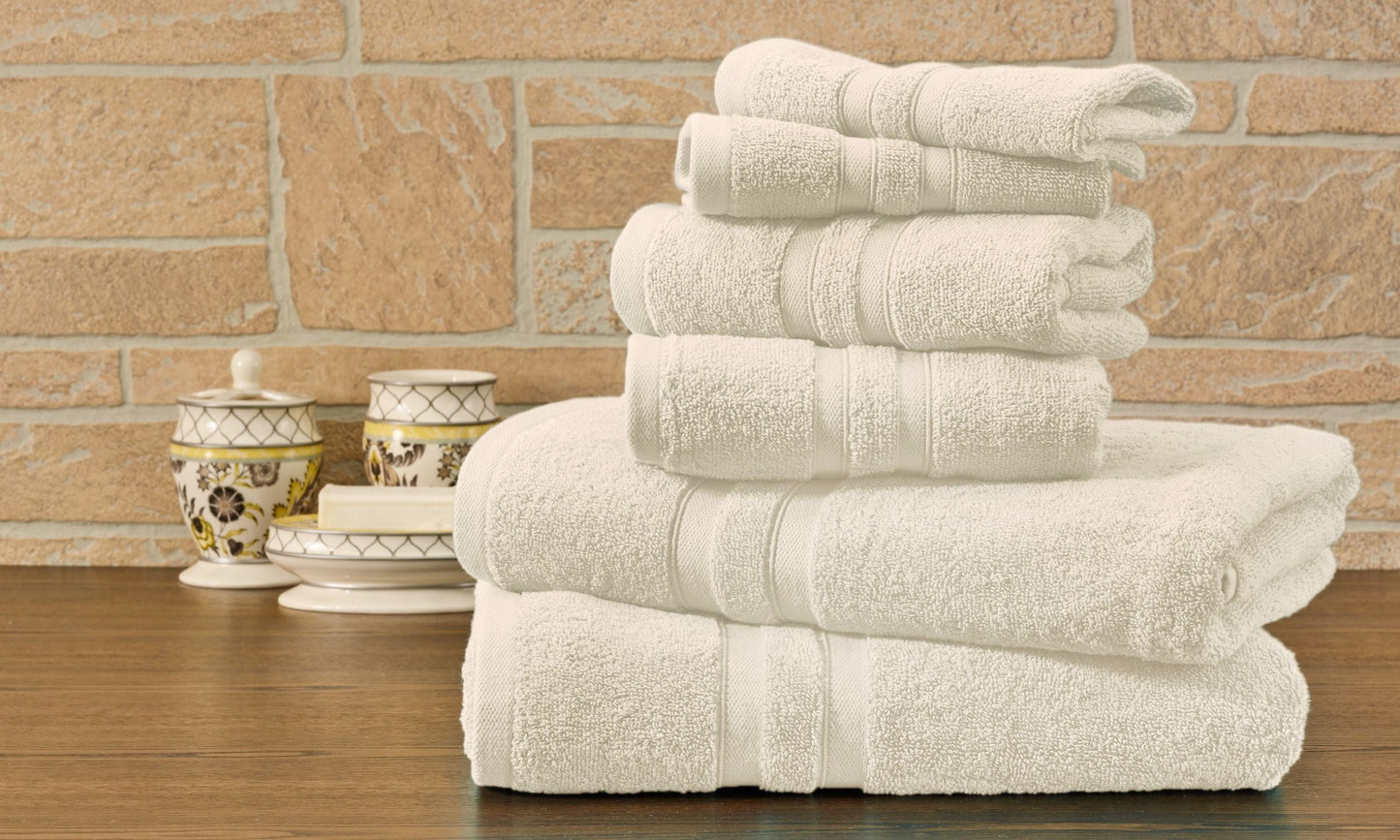 Solid Ivory 6 Piece Egyptian Cotton Towel Set
