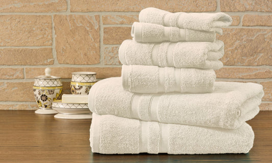 Solid Ivory 6 Piece Egyptian Cotton Towel Set